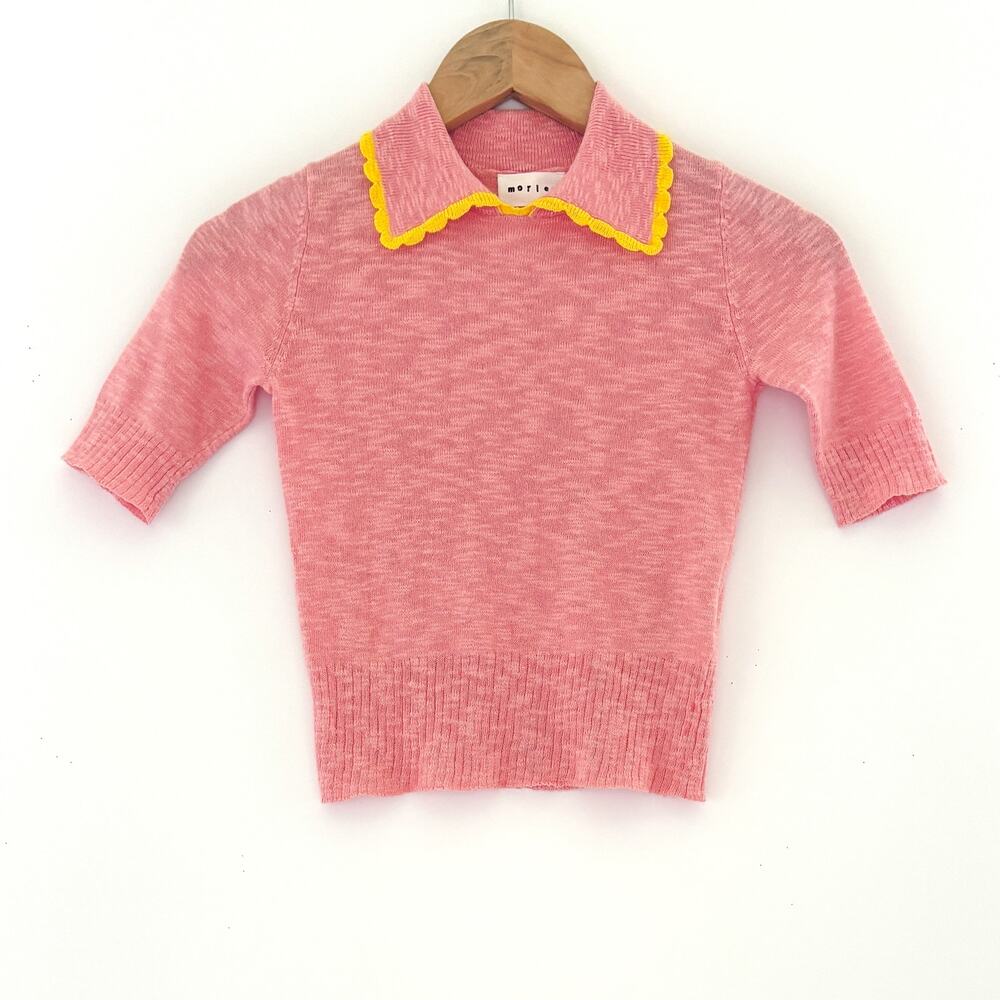 Morley, Pink Knit Polo Sweater, Girls Size 6